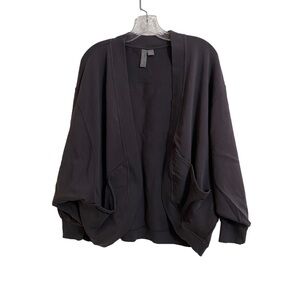 Sweaty Betty Black Open Knit Cardigan Bat Sleeve Boxy Open Pockets Small